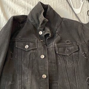 Black Distressed Jean Jacket